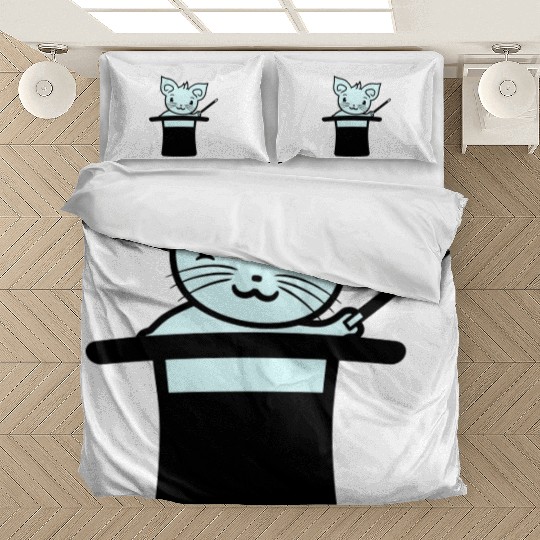 Magical Enchanted Top Hat Cylinder Wizard Cat Sir Bedding Sets