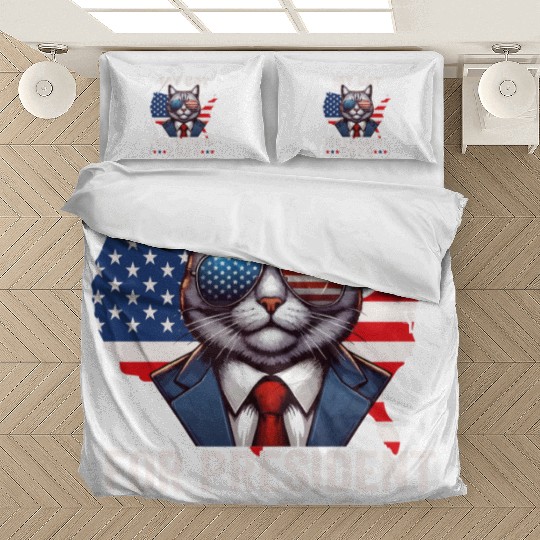My Cat For President 2024 Patriotic Cat Voting Bedding Sets