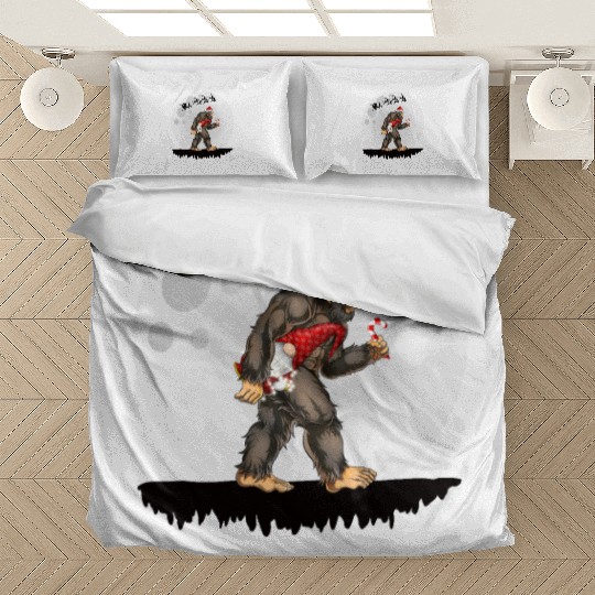 Believe Santa Bigfoot Carrying Gnome Christmas Bedding Sets