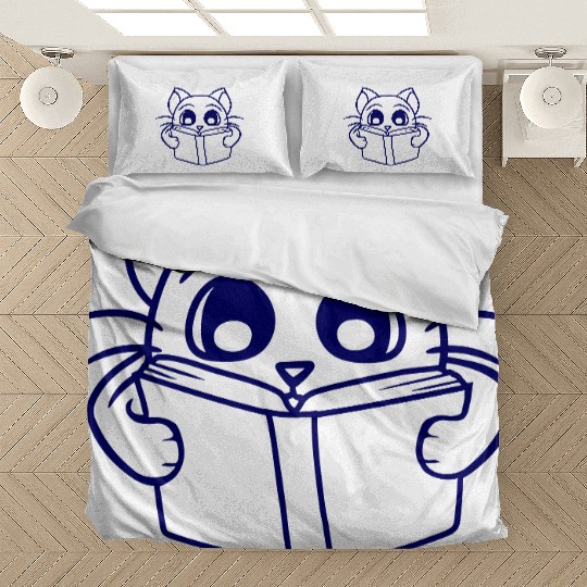 Nerd Cat Reads Novel Book School Reading Learning Bedding Sets