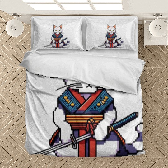 Pixel Samurai Cat Warrior Bedding Sets