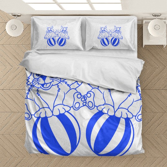2 cats playing ball beach stand fun circus friends Bedding Sets