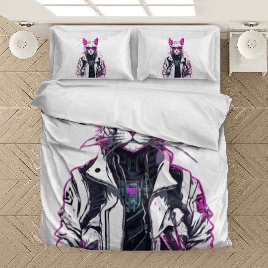 Cyberpunk Cat: Neon Outlaw Bedding Sets