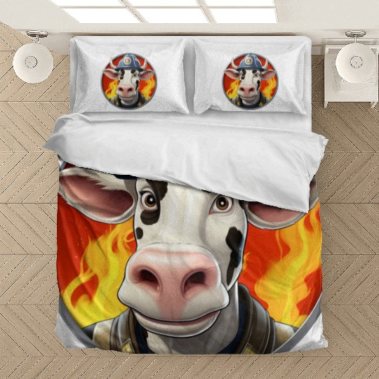 Firefighter cow Bedding Sets