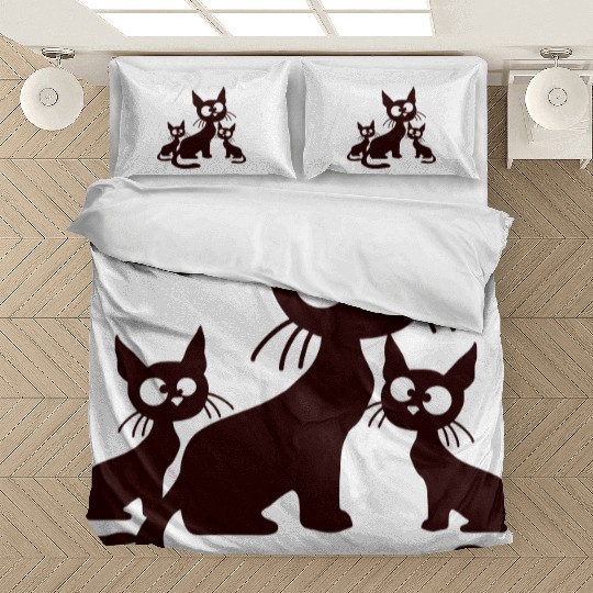 Crazy Cats Family Mom Dad 2 Small Cute Kids Babies Bedding Sets