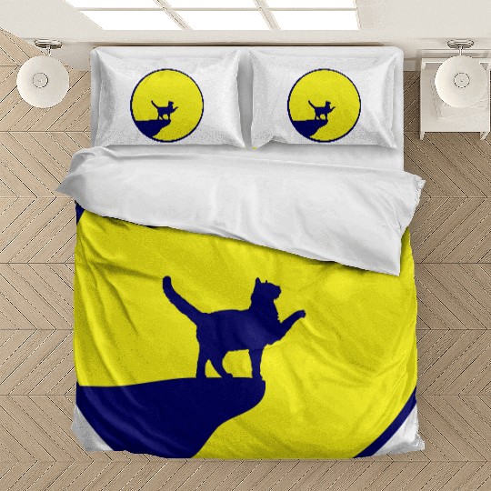 Cat Moon Cliff At Night Werewolf Round Howling Fun Bedding Sets