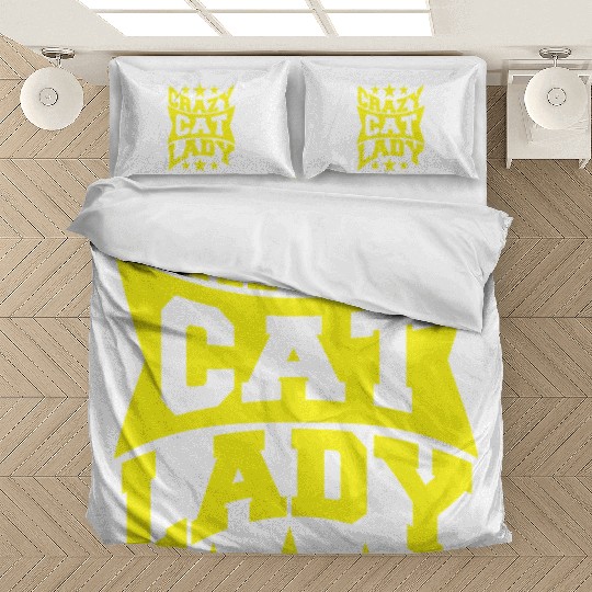 Crazy Cat Lady Text Love Saying Quote Weird Woman Bedding Sets