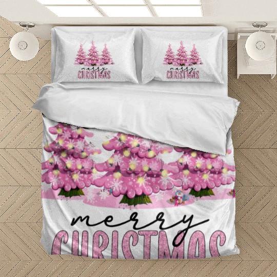 Merry Christmas Letter Xmas Tree Graphic Print Bedding Sets