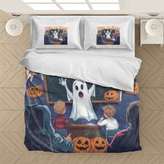 Trick or Teach for Teachers Halloween Vintage Ghos Bedding Sets