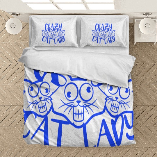 Crazy Cat Lady Text Love Saying Quote Weird Woman Bedding Sets