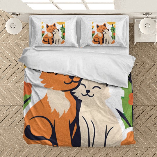 3d cat dou sweet and joyful Bedding Sets