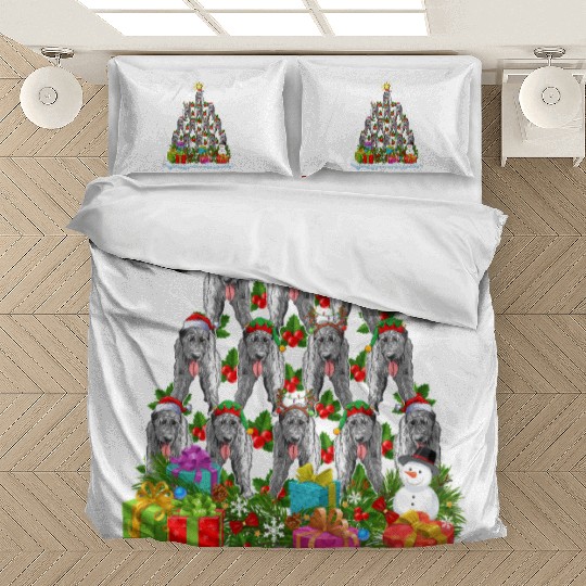Irish Wolfhound Dog Ugly Christmas Tree Santa Hat Bedding Sets