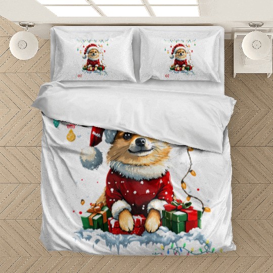 Pomeranian Christmas Tree Decorations Dog Lover Bedding Sets