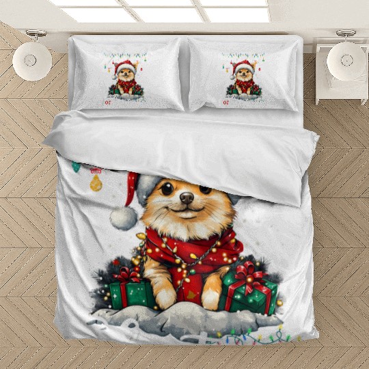 Pomeranian Christmas Tree Decorations Dog Lover Bedding Sets