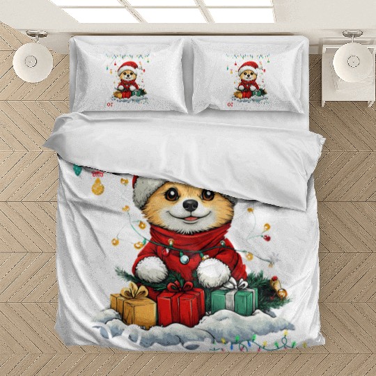 Pomeranian Christmas Tree Decorations Dog Lover Bedding Sets