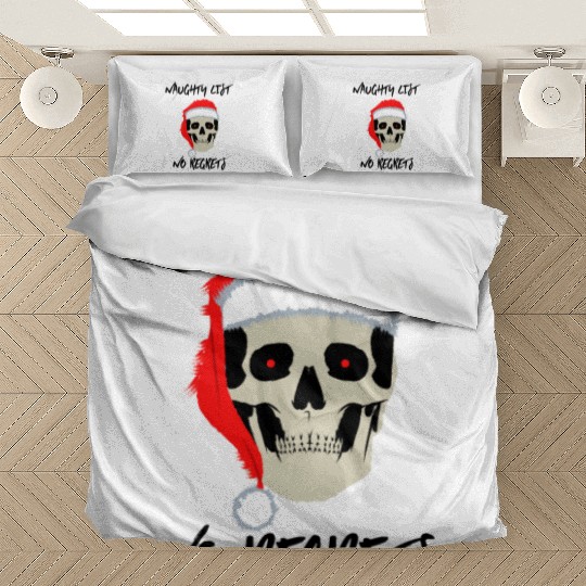 Naughty List No Regrets Santa Skull Bedding Sets