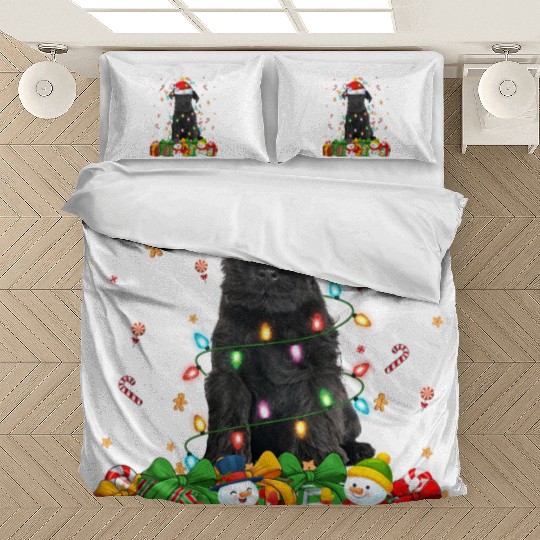 Miniature Schnauzer Dog Christmas Lights Bedding Sets
