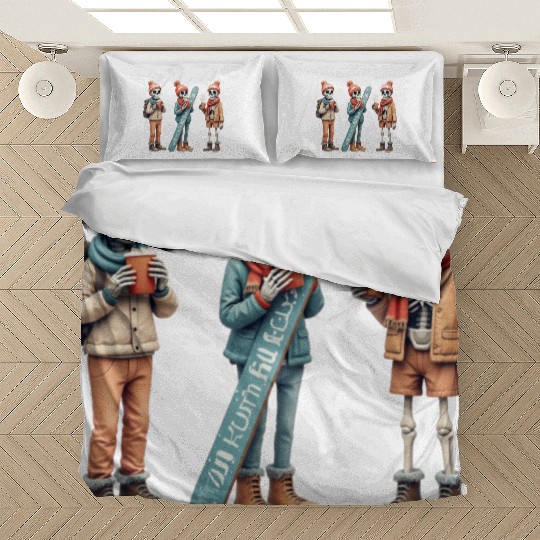 Cozy Winter Skeletons | Snowboard & Coffee Bedding Sets