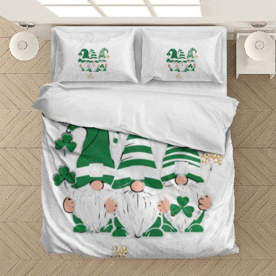 St Patricks Day Lucky Shamrock Leopard Gnomes Bedding Sets