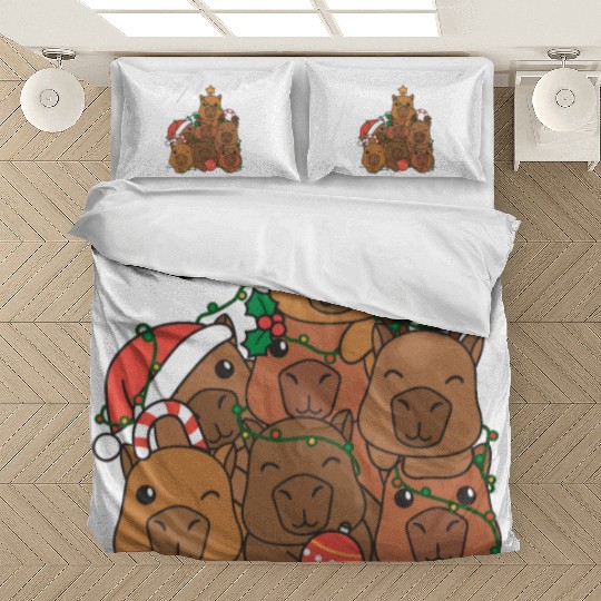 Capybara Christmas Tree Funny Animal Christmas Bedding Sets