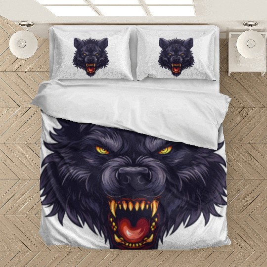 dark wolf face Bedding Sets