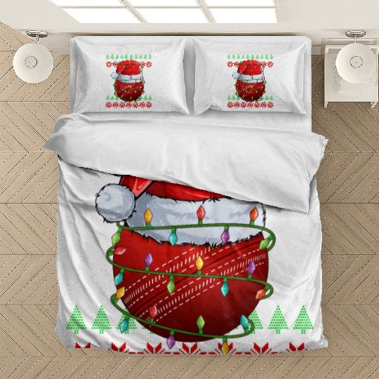 Cricket Ball Ugly Christmas Santa Hat Bedding Sets