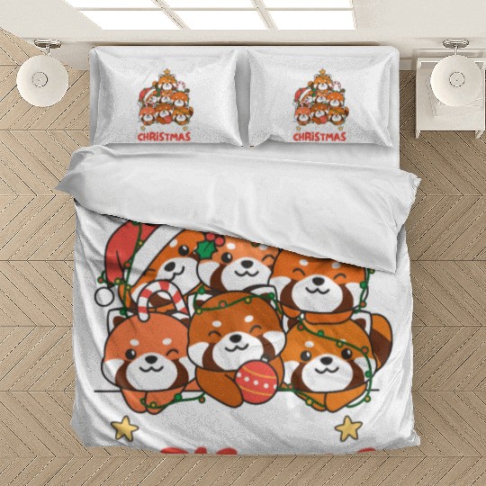Red Panda Christmas Tree Merry Christmas Bedding Sets