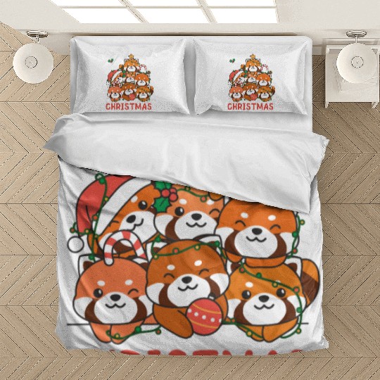 Red Panda Christmas Tree Merry Christmas Bedding Sets