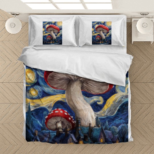 Starry Night Mushroom Surreal Dreamscape nature Bedding Sets