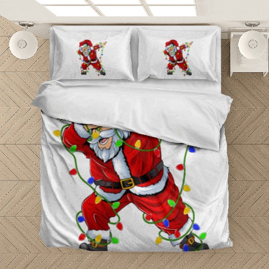Dabbing Santa Christmas Lights Bedding Sets