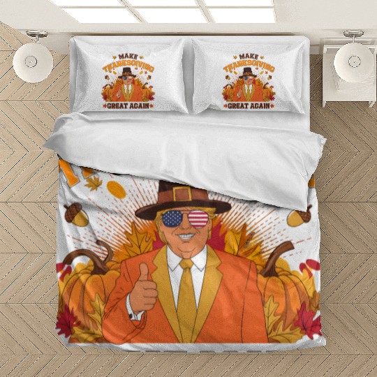 Make Thanksgiving Great Again Autumn Fall Leaves Bedding Sets