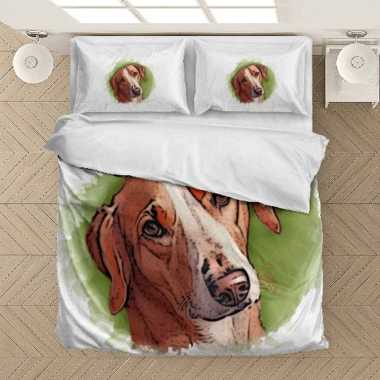 Dog SAVEBRACKE hunting dog - green watercolor Bedding Sets