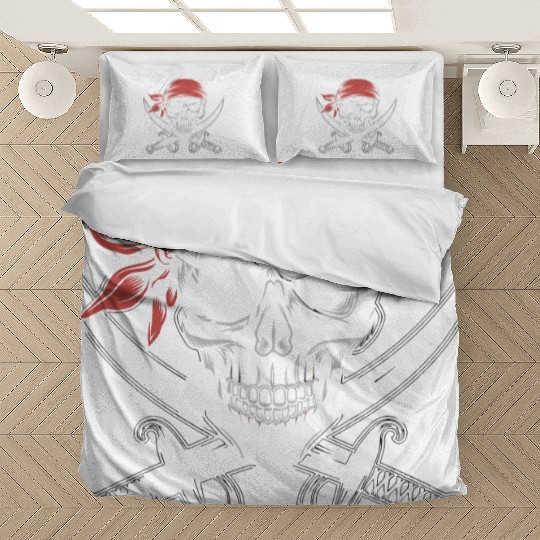 Pirate Skull Crossbones Red Bandana Jolly Roger Bedding Sets