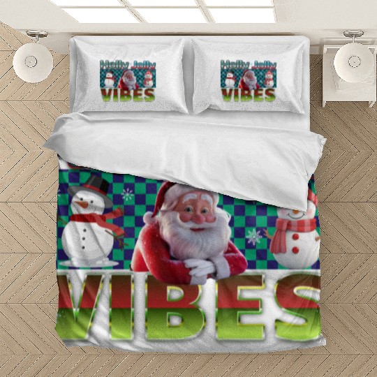 Holly Jolly Vibes Christmas Design Bedding Sets