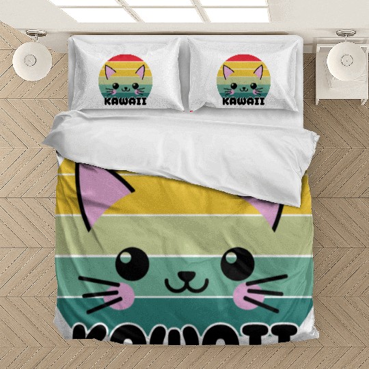 Kawaii Cat Face, Cat Lovers Bedding Sets