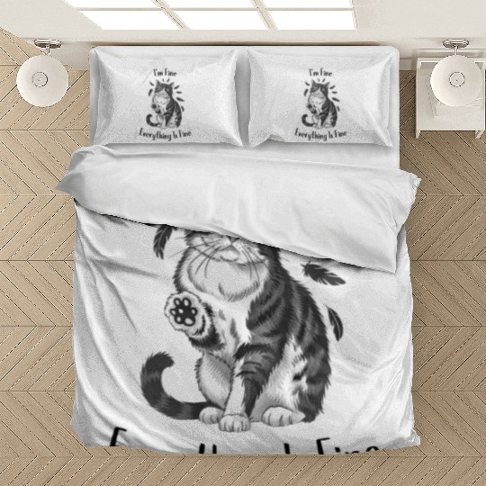 Black Cat Says I'm Fine Everything Is Fine Bedding Sets