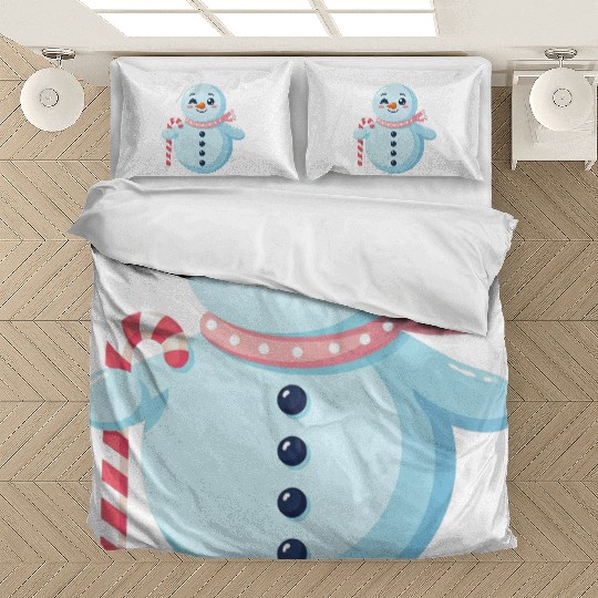 Whimsical Snowman with Candy Cane Bedding Sets