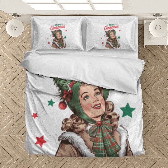 Merry Christmas Santa, Retro Christmas Bedding Sets