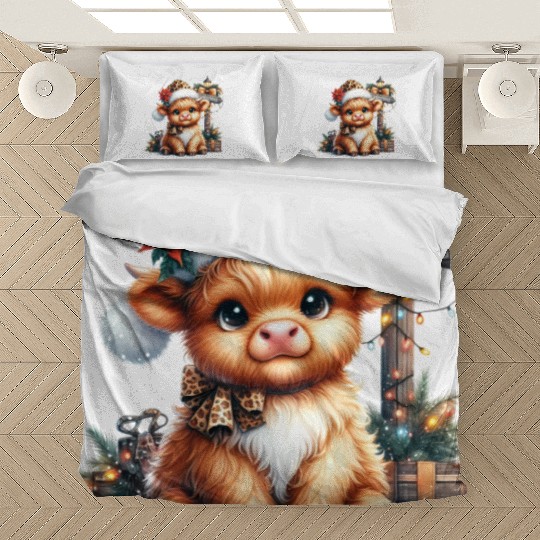 Christmas Merry Christmas For Gift Highland Cow Bedding Sets
