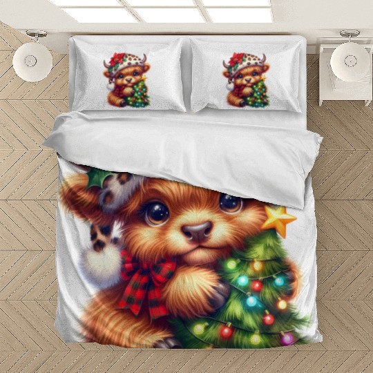 Christmas Merry Christmas For Gift Highland Cow Bedding Sets