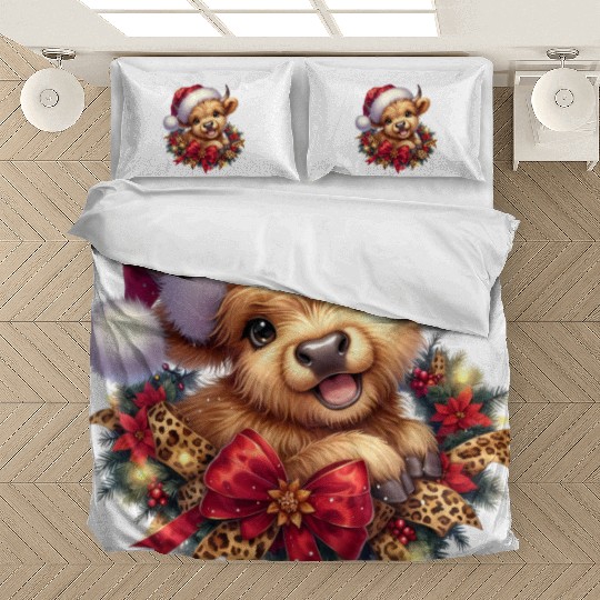 Christmas Merry Christmas For Gift Highland Cow Bedding Sets