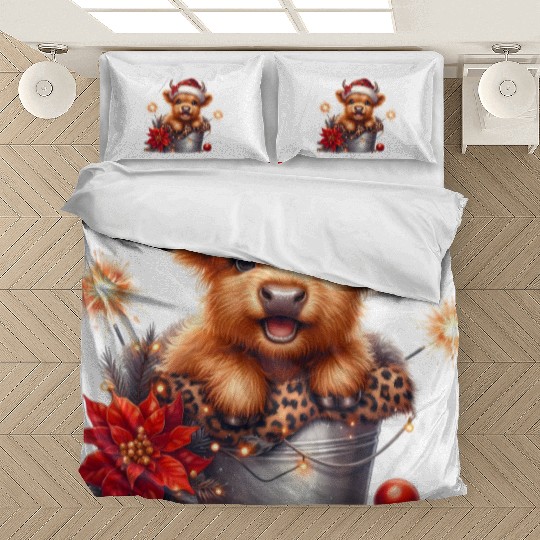 Christmas Merry Christmas For Gift Highland Cow Bedding Sets