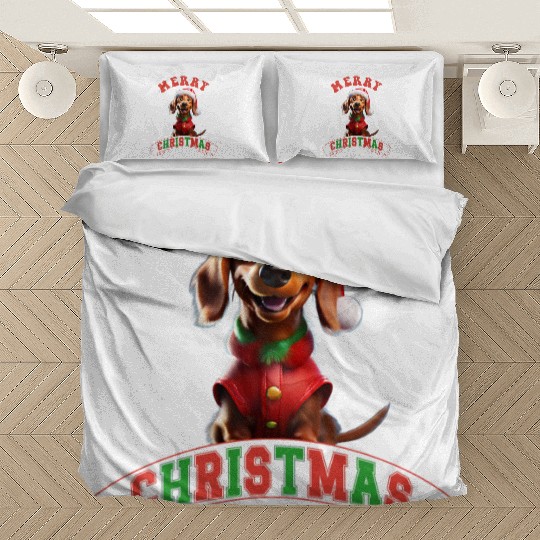 Merry Christmas Dachshund cute Santa Dog Bedding Sets