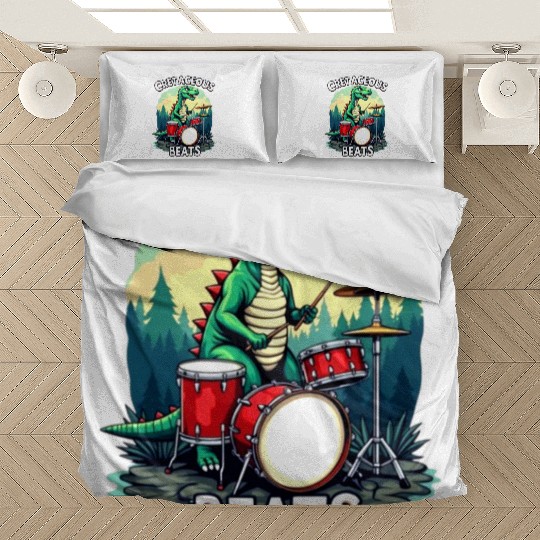 Cretaceous Beats: Funny Dinosaur Graphic Bedding Sets