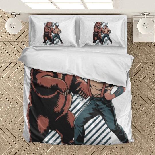 Man vs. Bear – Epic Wilderness Fight Bedding Sets