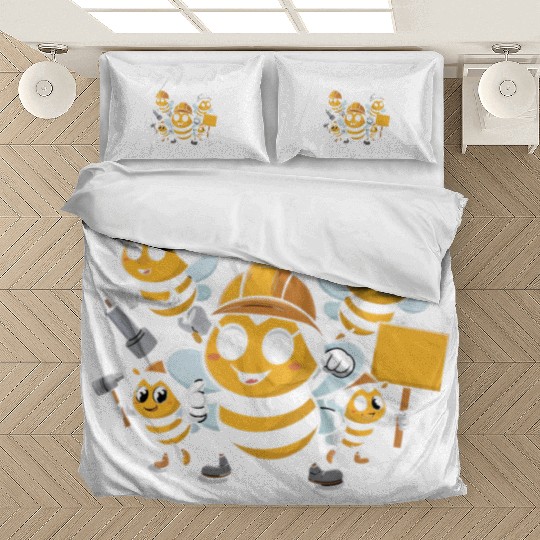 Fun Bumblebee Squad Cartoon Art Bedding Sets