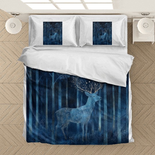Celestial Deer in the Indigo Forest Bedding Sets