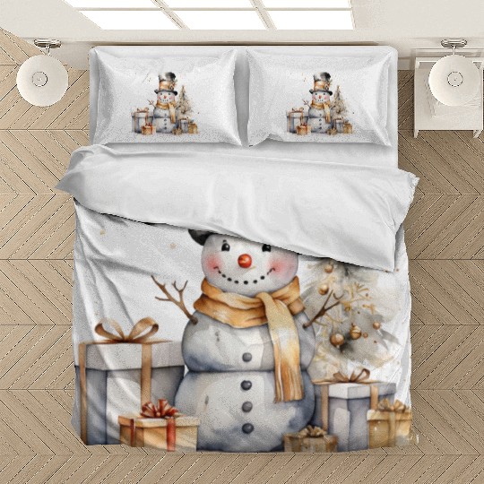 Black Gold Snowman Bedding Sets