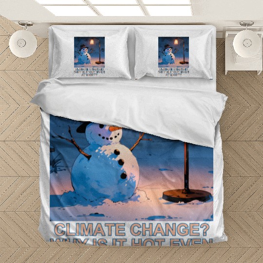 Frosty Snowman Under Street Lights Christmas Bedding Sets