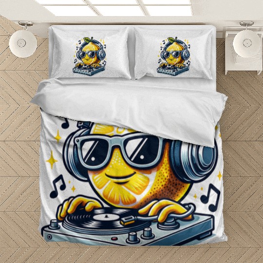 DJ Lemon Groove with Headphones and Turntable Bedding Sets